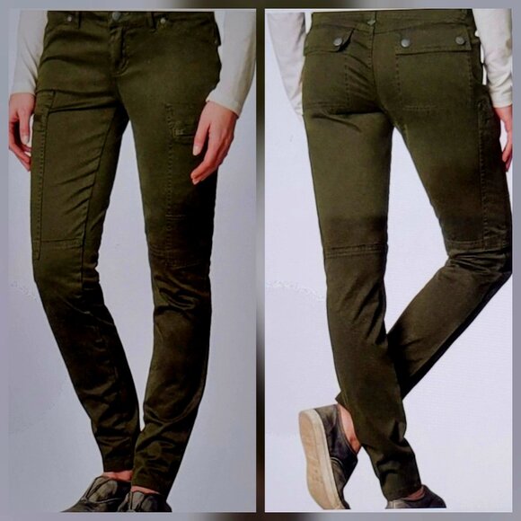 Prana Louisa Skinny Cargo Pant Organic Cotton Rich Olive Green Size 8 - Picture 4 of 12